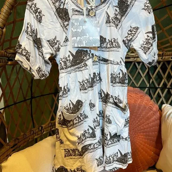 NWT Kate Quinn Henley Bubble Dress Bunny Family Bamboo 18-24m - Picture 3 of 5